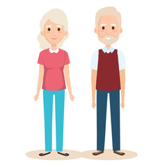 cute grandparents couple characters