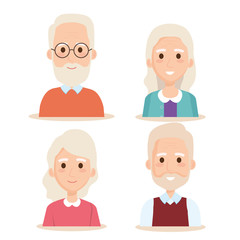 cute grandparents group characters
