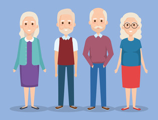 cute grandparents group characters