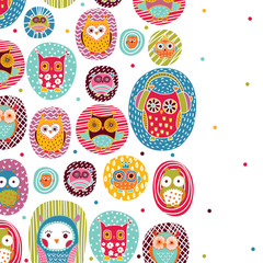 Cute owls. Cute polka dots. Postcard.