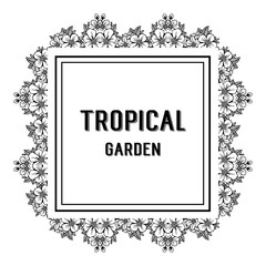 Tropical garden card with flower frame vector illustration