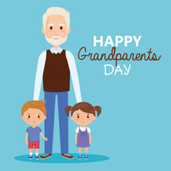grandparents day card with grandpa and geandchildren