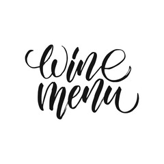 Wine menu. Handdrawn lettering 