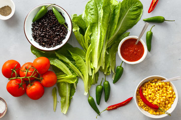 raw food cooking taco salad top view