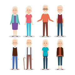 cute grandparents group characters