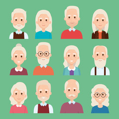 cute grandparents group characters