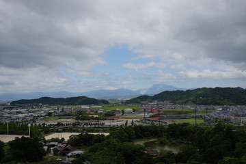 Fototapeta na wymiar 日本の田舎　夕景　空　雲　田舎の風景　夏　山　