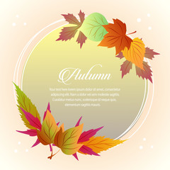 autumn card half seasonal leaves round text