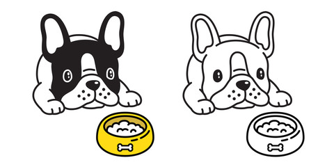 dog vector french bulldog icon cartoon logo food bowl character illustration symbol doodle