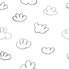 Vector seamless pattern with hand drawn clouds