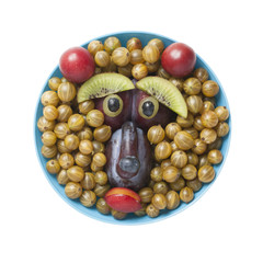 Funny beaar made with plum and berries