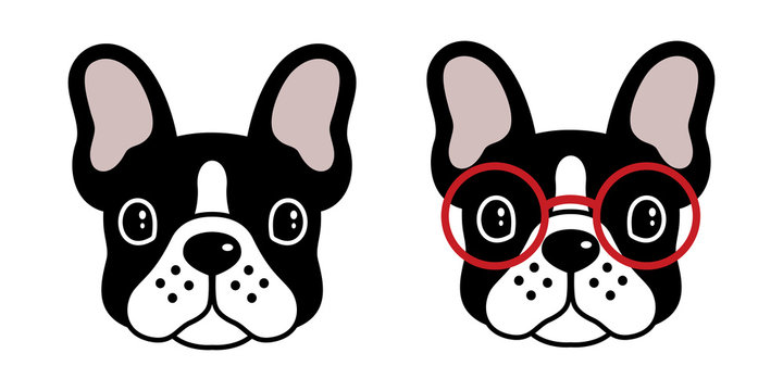 dog vector french bulldog icon logo pug glasses illustration cartoon character symbol black