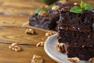 Chocolate brownie with  nuts