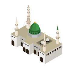 Hajj Isometric Illustration, Nabawi Mosque 3D vector