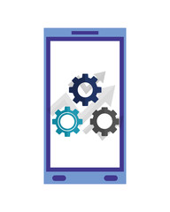 smartphone device with gear machine isolated icon