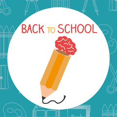 back to school label with pencil