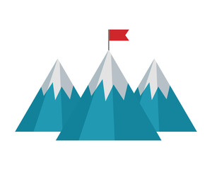 mountains with flag isolated icon