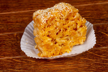 Chak-Chak cake over wooden