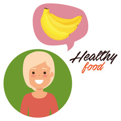 young woman with bananas healthy food