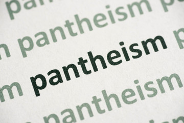 word pantheism printed on paper macro