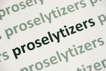 word proselityzers printed on paper macro