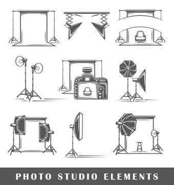 Set of elements of the photo studio