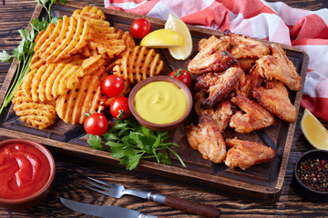 fried chicken wings, Crispy Potato fries