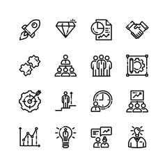 Strategy and management icons set
