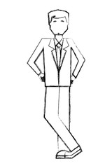 businessman standing character manager work hand drawing