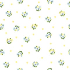 Seamless floral pattern with small-scale flowers on white background. Shabby chic. Country Millefleurs liberty style. light floral texture for for clothes, interior, tiles, print, textiles, packaging.