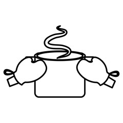 gloves kitchen with pot