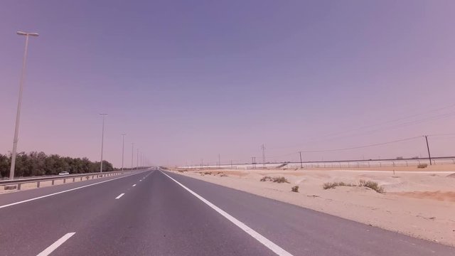 Road from Oasis Liwa to the Abu Dhabi stock footage video