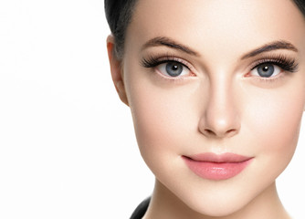 Fototapeta premium Lashes woman face eyes closeup