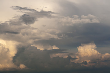 Cumulus clouds in the evening sky