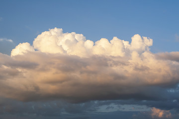 Cumulus clouds in the evening sky