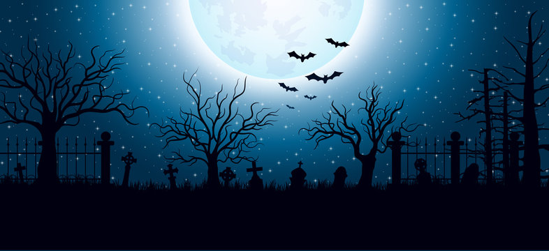Halloween background with graveyard 