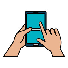 hand with smartphone device