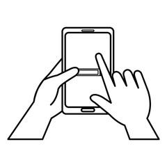 hand with smartphone device