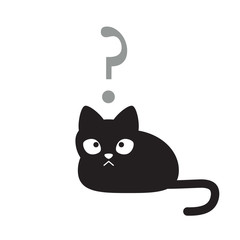 black cat in confused state of mind and upset, dementia concept
