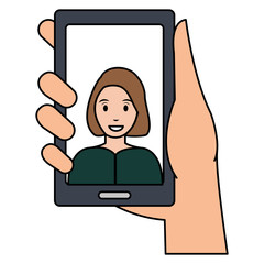 woman with smartphone device