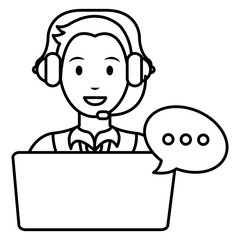 call center agent with headset and laptop