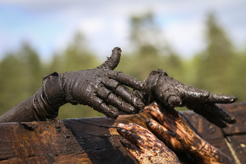 Mud race runners during extreme obstacle races