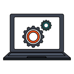 computer laptop with gears
