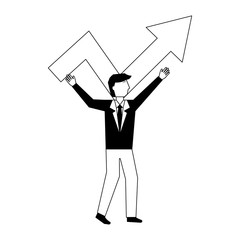 businessman with arrow up avatar character