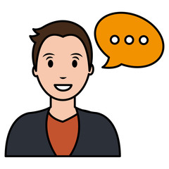 young man with speech bubble