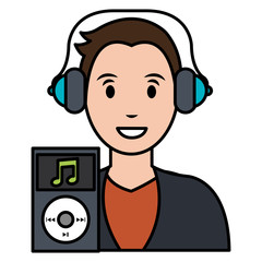 young man with music player character