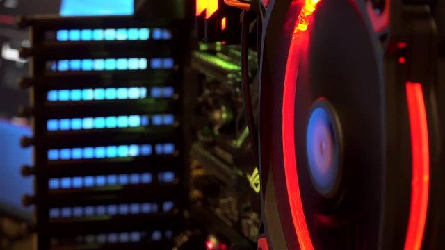 View Inside the stylish modern PC during operation.