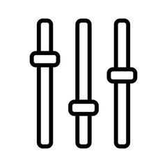 Sound equalizer control settings with faders for equalization line art vector icon for music apps and websites 