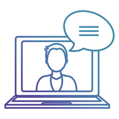 young man with laptop character