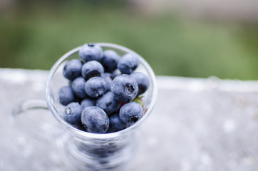 A glass of sweet blueberries